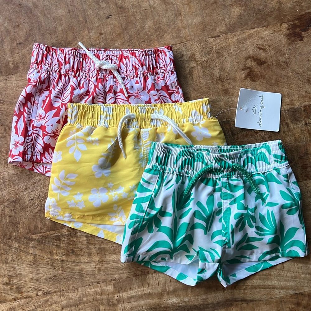 Set of 3 Floral Swim Shorts || Starting Out